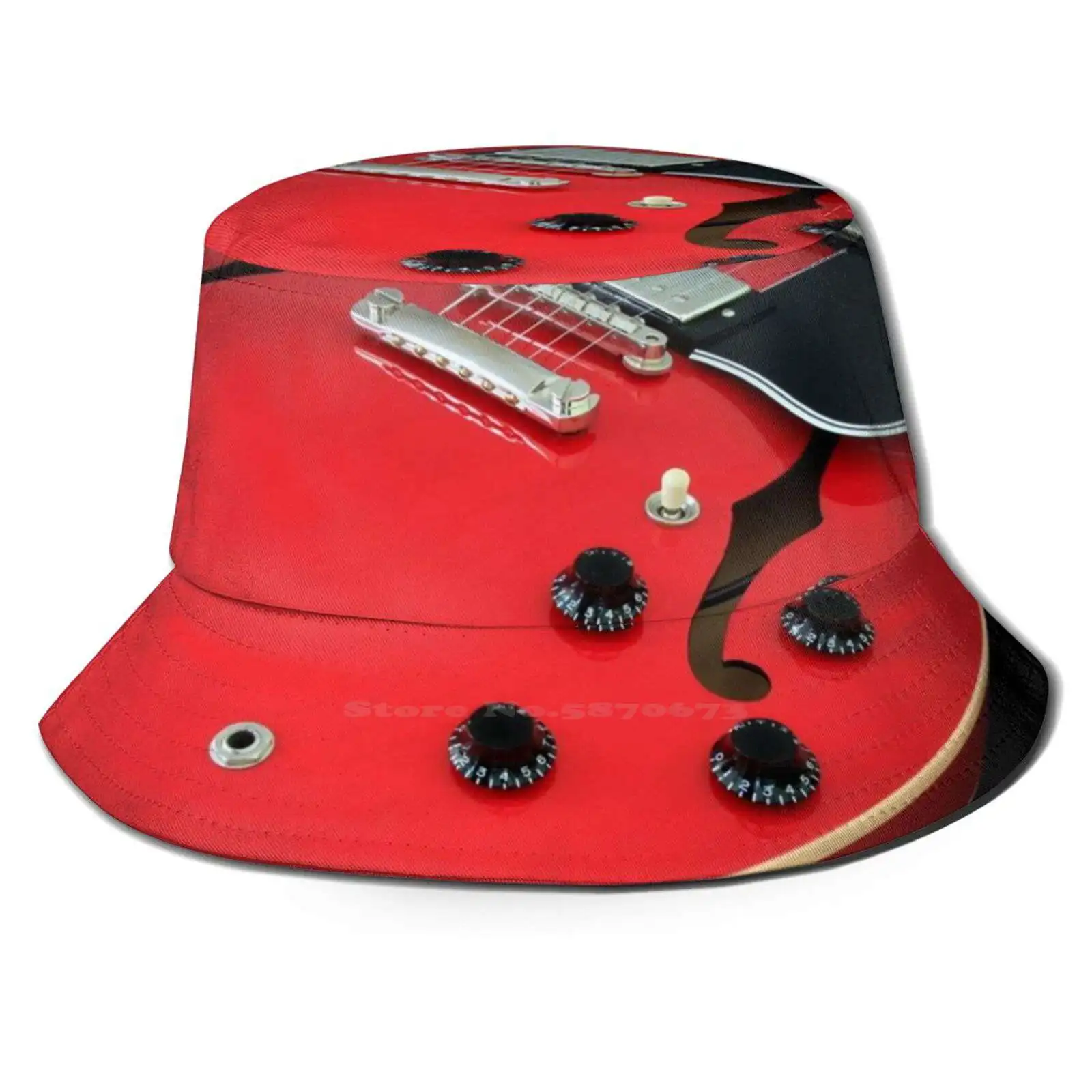 

Es-335 Electric Guitar Bucket Hat Beach Tourism Hats Breathable Sun Cap Guitar Electric Guitar Es 335 Es335 Hollowbody Semi