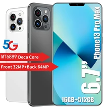 New I13 Pro Max 6.7 Inch HD Unlock Cellphone 16+ 512GB ROM Phone Google Play 6000mAh 5G 4G LTE Brand Smartphone Global Version