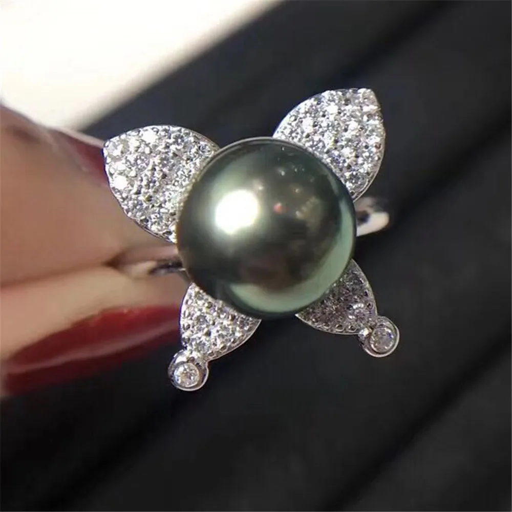 

Pearl Ring Settings, Fashionable Ring Findings, Adjustable Size 925 Silver Ring Jewelry DIY making No Pearl