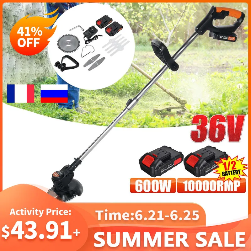 

36V Electric Lawn Mower 600W Cordless Grass Trimmer Hedge Trimmer Lawn Mower Grass Cutter Pruning Garden Power Tool With Battery