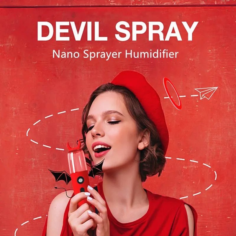 

Cute Devil Handheld Ultrasonic Mini Air Humidifier USB Rechargable Humidifier Portable Steam Face Humidifier