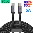 Кабель TQUQ с USB C на USB C, 100 Вт, USB Type-C PD 5A E-Mark, быстрое зарядное устройство, нейлоновый плетеный шнур, совместимый с MacBook Pro Samsung Xiaomi