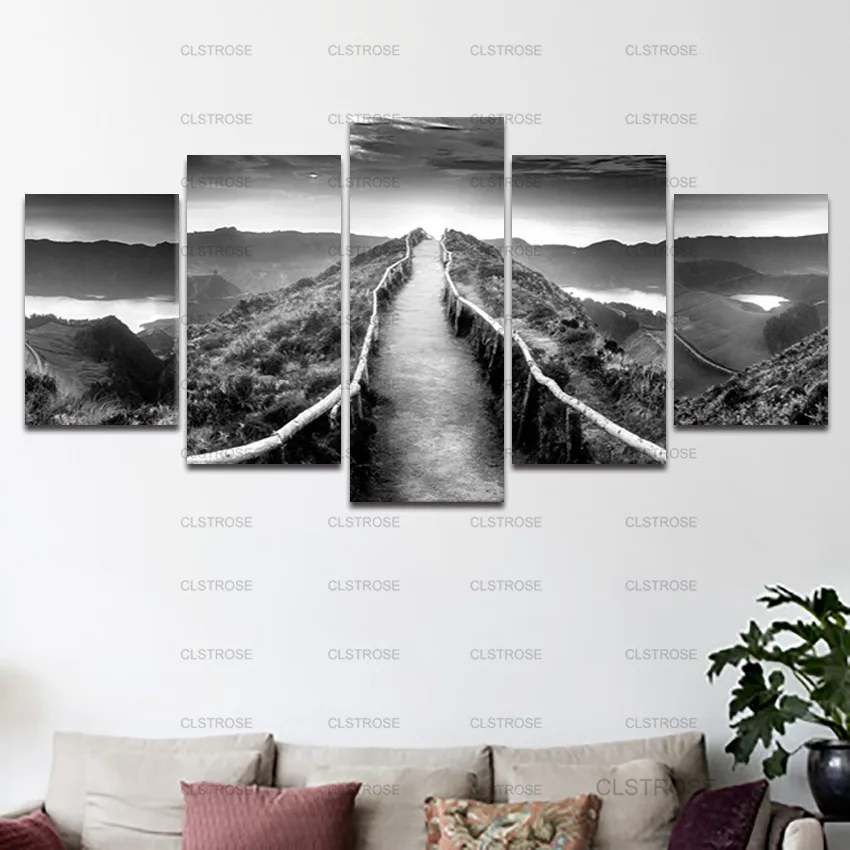 Горная и горная тропа серая серия постер для дома спальни нерегулярные 5 шт.