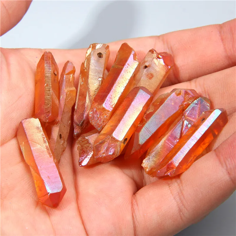 

10pcs Natural Crystal Quartz Chips Stick Top Drilled Point Beads Charm Pendant For Jewelry Making Necklace Earring Accessories