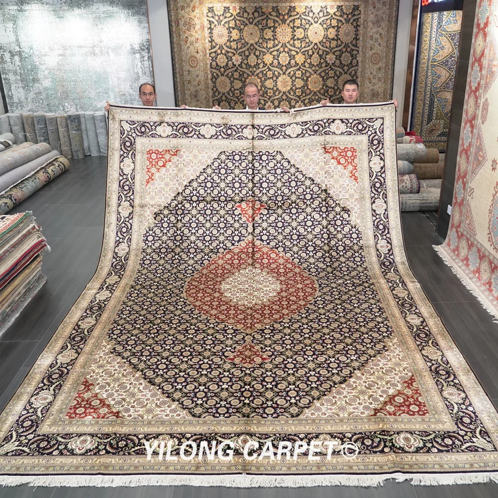 Восточный Шелковый коврик Yilong 10 'x 14' Vantage tabrice античный Красный средний