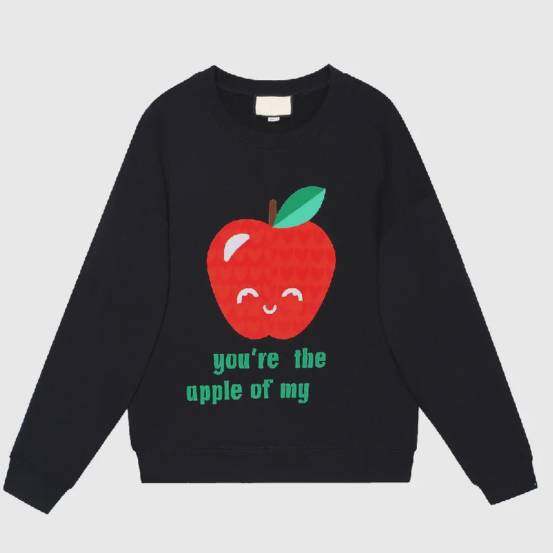 

2021 deluxe design Apple letter printing fashion women's long sleeve Pullover Top versatile casual loose round neck sweater
