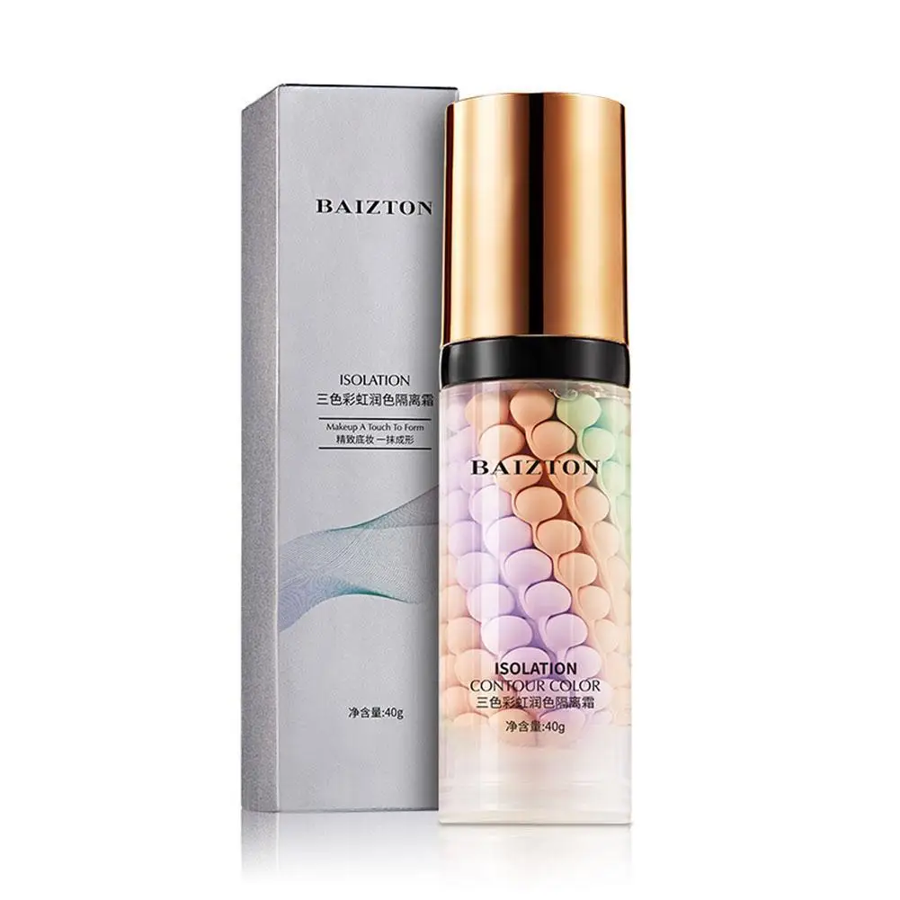 40g Three-color Rainbow up Cream Moisturizing Oil-control Lasting Brightening And Refreshing Makeup Base | Красота и здоровье