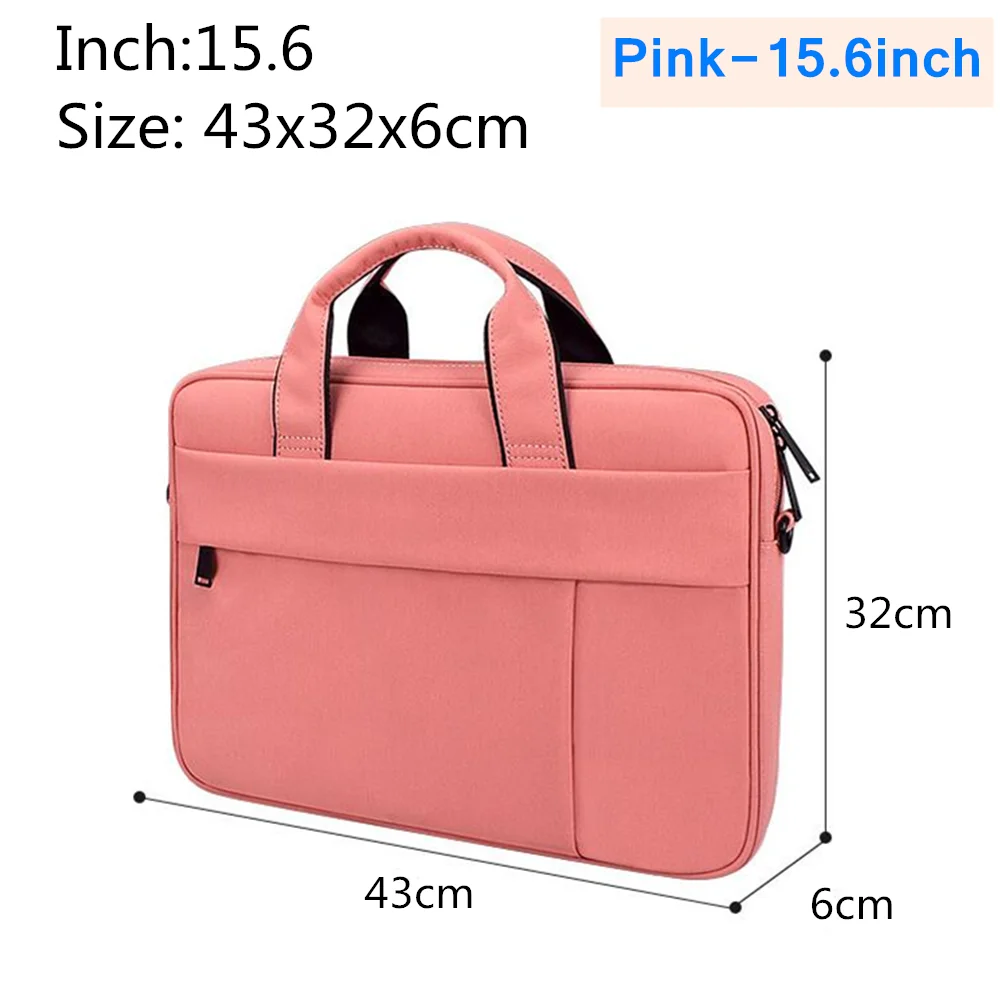 Pink-15.6inch Новая сумка для ноутбука 13,3 14,1 15,4 15,6 дюймов водонепроницаемая сумка для ноутбука на плечо для Apple Millet унисекс портфель - Цвет: Pink-15.6inch