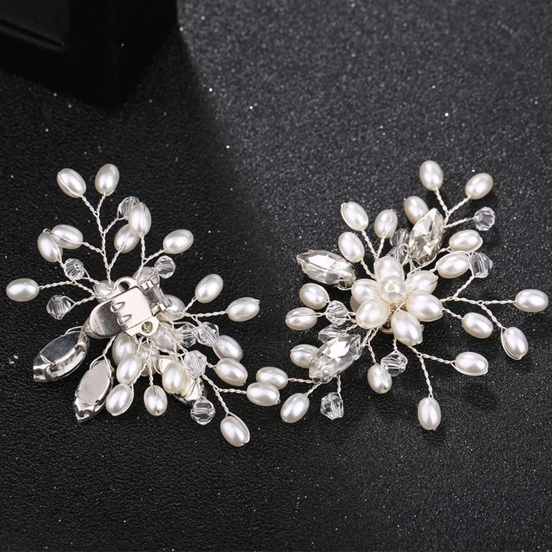 

2Pcs Elegant Fashion Rhinestone Pearl Shoes Clips Flower Dress Hat Wedding Party