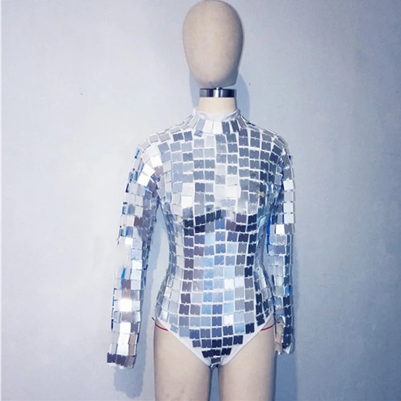 Комбинезон женский с зеркальным покрытием костюм для диджея лидера танцевальный