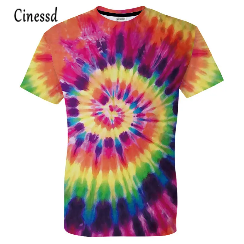 

Cinessd Angry Goldfish Tie Dye Printed Short Sleeve T-Shirts Men Hip Hop 2021New Streetwear Top Tees Fashion Casual Summer Shirt