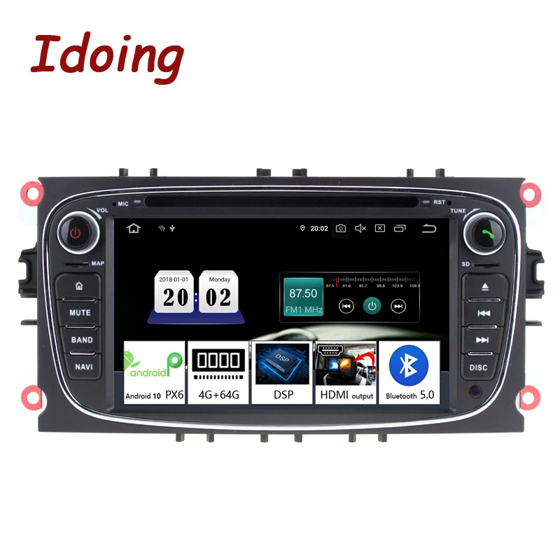 

Idoing 7 "2 din Andriod автомобильный Радио DVD мультимедийный плеер для Ford Focus Mondeo 2007-2010 PX6 4 Гб + 64G головное устройство DSP GPS навигация