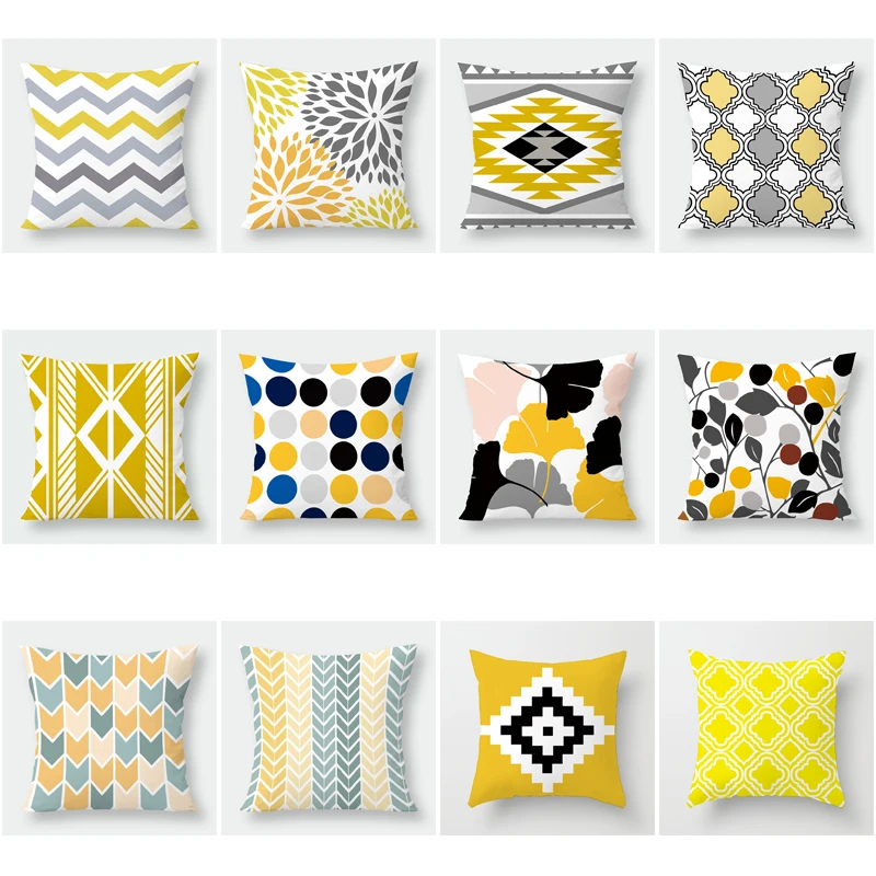 

New Summer Nordic Simple Geometric Pattern Yellow Fresh Pillow Cover Home Decoration Sofa Car Seat Cushion Cover