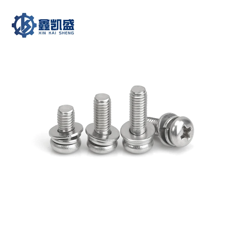 

M3M4M5M6 304 Stainless Steel Round Head Cross Three Combination Screw Pan Head Spring Washer Combination Bolt