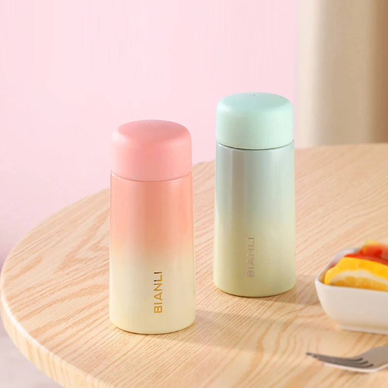 

Gradient 304 stainless steel mini vacuum flask is small and cute children's water cup gift pocket cup water bottle 150ML capacit
