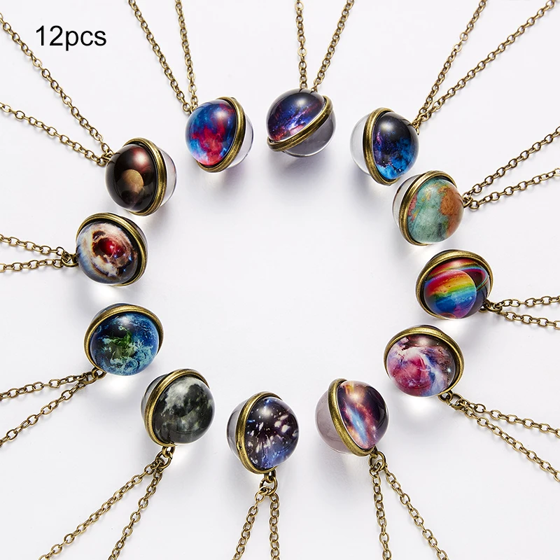 Звездное небо Ожерелье женское Ретро Oendant галактика Вселенная светящееся