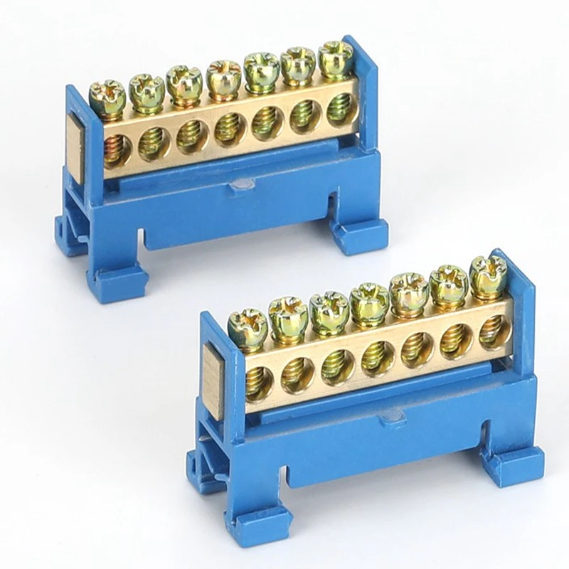 

1pcs Rail type copper terminal block brass flame retardant distribution box connection grounding neutral bar