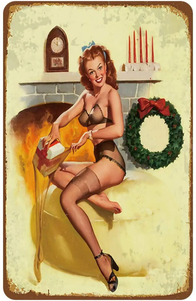 

ZHUOYUETT Sexy Beauty Garage Girl Vintage Metal Sign Bar Kitchen Decoration Wall Sticker Tin Sign Home Decoration Tin Painting