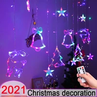 2021 christmas lights garland festoon led star fairy string curtain lights outdoor for home room wedding party new year decor