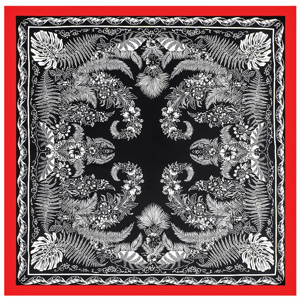 130cm Jungle Leaves Brand Scarf Luxury Design Twill 100% Silk Square Fashion Shawl Women Kerchief Scarves For Ladies - купить по