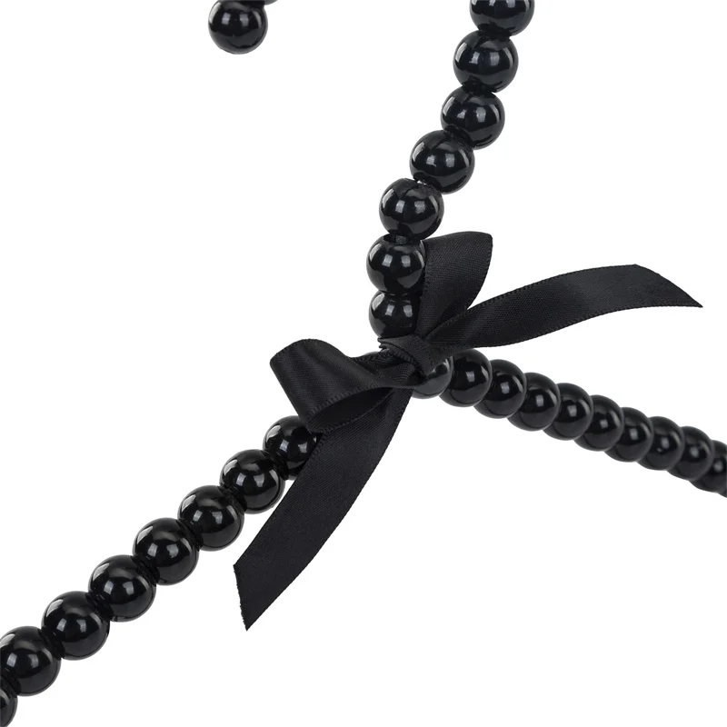 

1pc Plastic Pearl Bow Clothes Hanger Black and White Household Wardrobe Save Space Dry Rack Trouser Coat Dress Storage Organizer