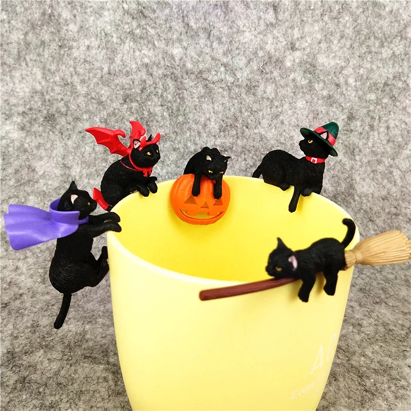 Черные кошки/миниатюрные животные/милые/сказочные садовые гном/искусственные