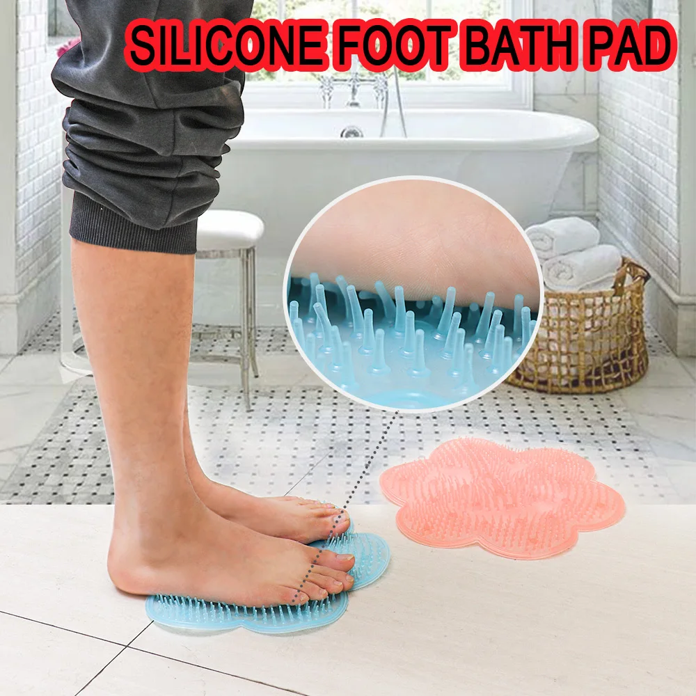 1Pc Silicone Bath Shower Mat Suction Cup Non-slip Anti Skid Pad Mats Bathroom Foot Brush Dead Skin Massager HOT | Красота и здоровье