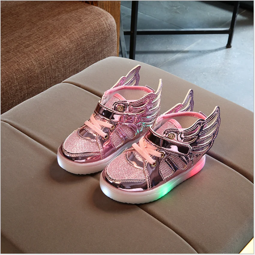light girls shoes bright leather wings children students kid butterfly | Детская одежда и обувь