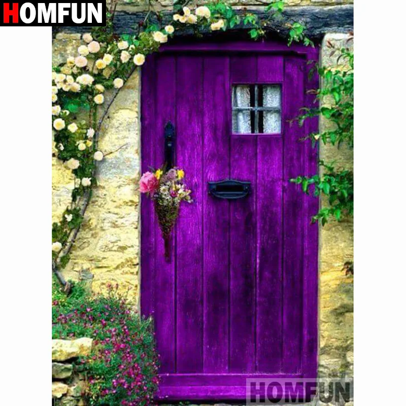 

Картина из квадратных и круглых страз HOMFUN, 5D алмазная вышивка, экологичные изделия, «дверной цветок», домашний декор, A27816