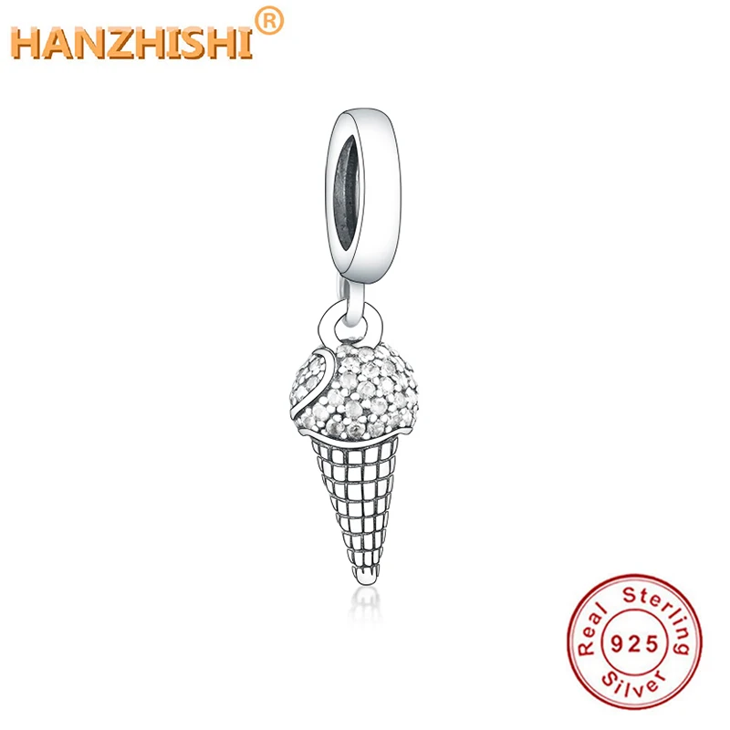 Реальные 925 пробы серебро CZ рожок мороженого с позолоченным кольцом драгоценные