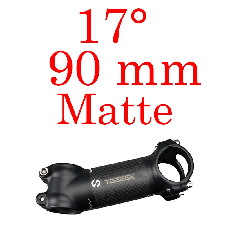 angle 17 Matte 90mm TOSEEK Горный/Шоссейный велосипед Алюминий углерода стволовых коробку подлинной угол 6/17 матовый черный 31,8*60/70/80/90/100/110120 мм 145 г рулевая колонка велосипеда - Цвет: angle 17 Matte 90mm