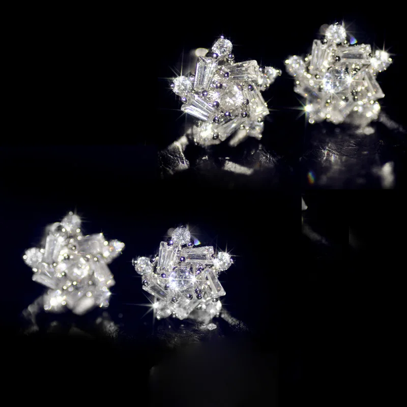 Серьги гвоздики choucong из серебра 925 пробы с фианитом|Серьги-гвоздики| |