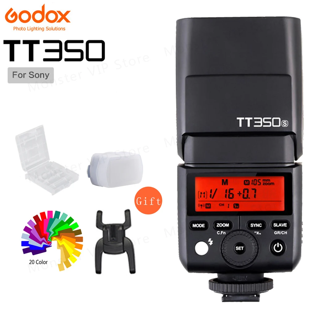 Godox Mini Speedlite TT350S вспышка для камеры TTL HSS GN36 Sony беззеркальной DSLR A7 A6000 A6500 A7R II A55 A99 A77 |