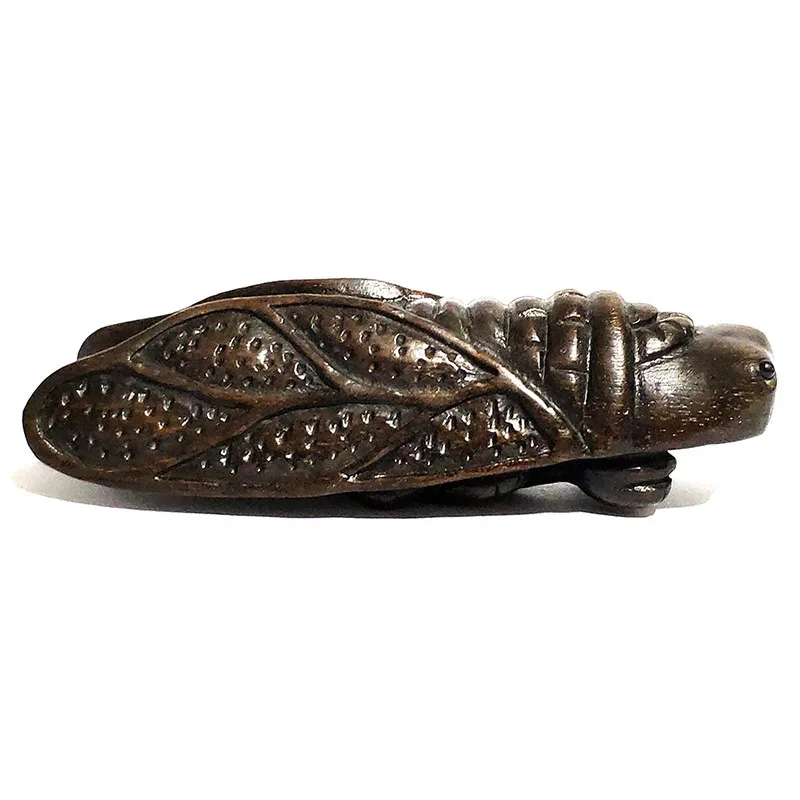 

Y5746-Коллекционная 20 лет 2 ''ручной изделия из резного черного дерева из древесины крепкой породы нэцкэ: Цикада