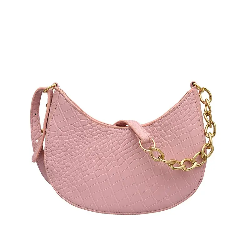 

Alligator Print Chain Hobo Fashion Exquisite Shopping Bag Retro Shoulder Clutch Lady Leather Chain Underam Bags For Women 2021