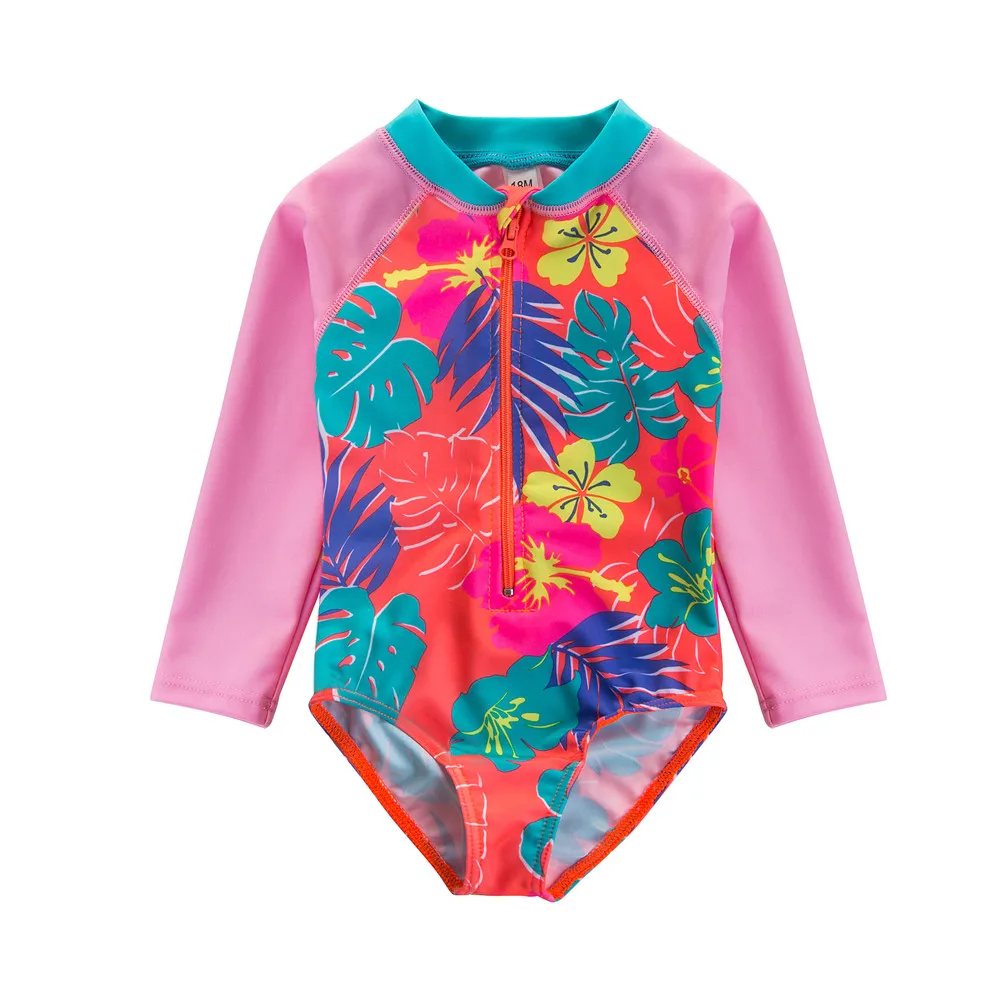 Wishere One-piece Baby Swimsuit Kids Swimwear Long Sleeve Swimmng Suits Strawberry Printed Sunsuit Infant Girl's Beachwear
