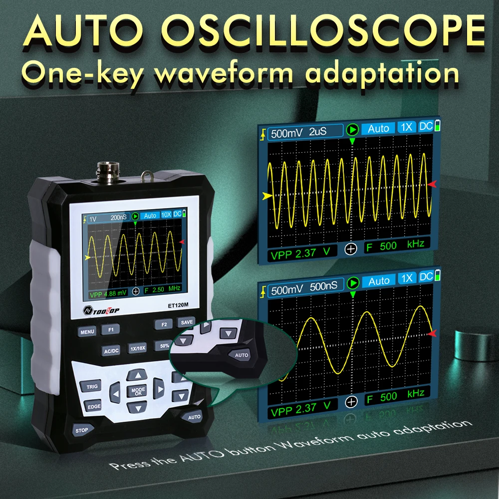 oscilloscope DS0120M 320x240 High Definition 2.4" TFT Color Screen Digital Oscilloscope 120MHz Bandwidth 500MSa/s Sampling Rate |