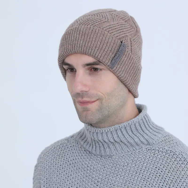 

New fashion winter solid color knitted hat women's men's thick lining plus cashmere casual hat warm cotton soft hat