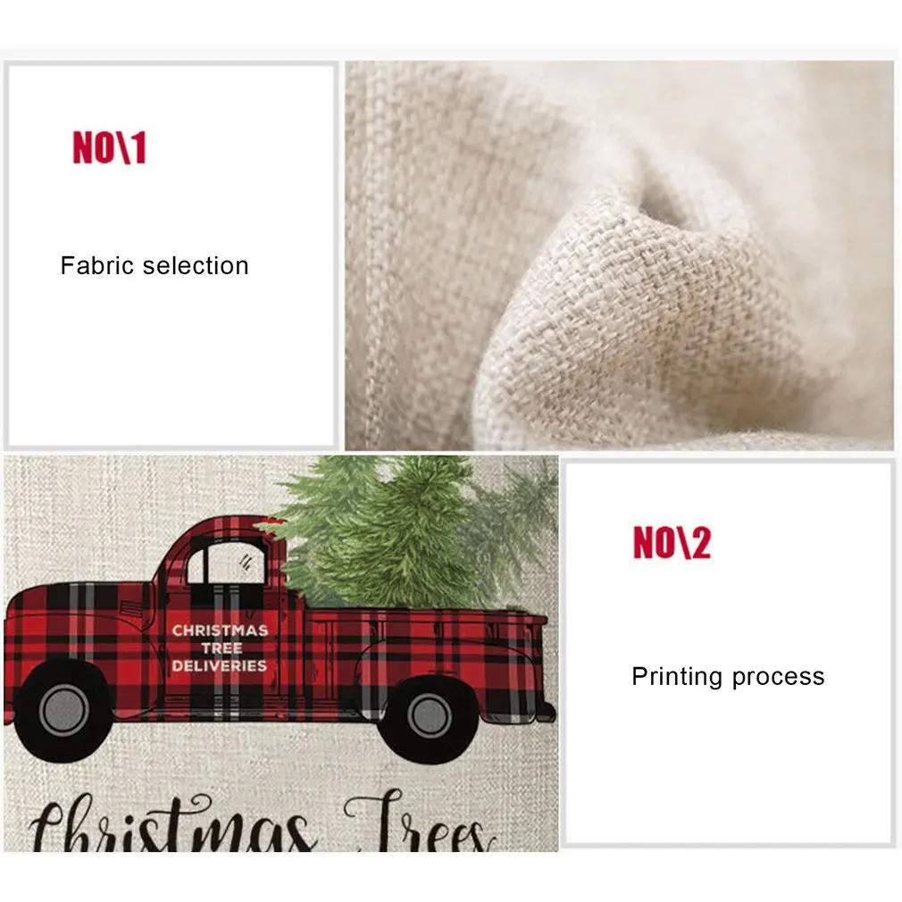 

4 Pcs Linen Sofa Pillow Cushion Cover Christmas Theme Pillowcase Warm Living Room Bedroom Decorative Pillows Festive Decoration