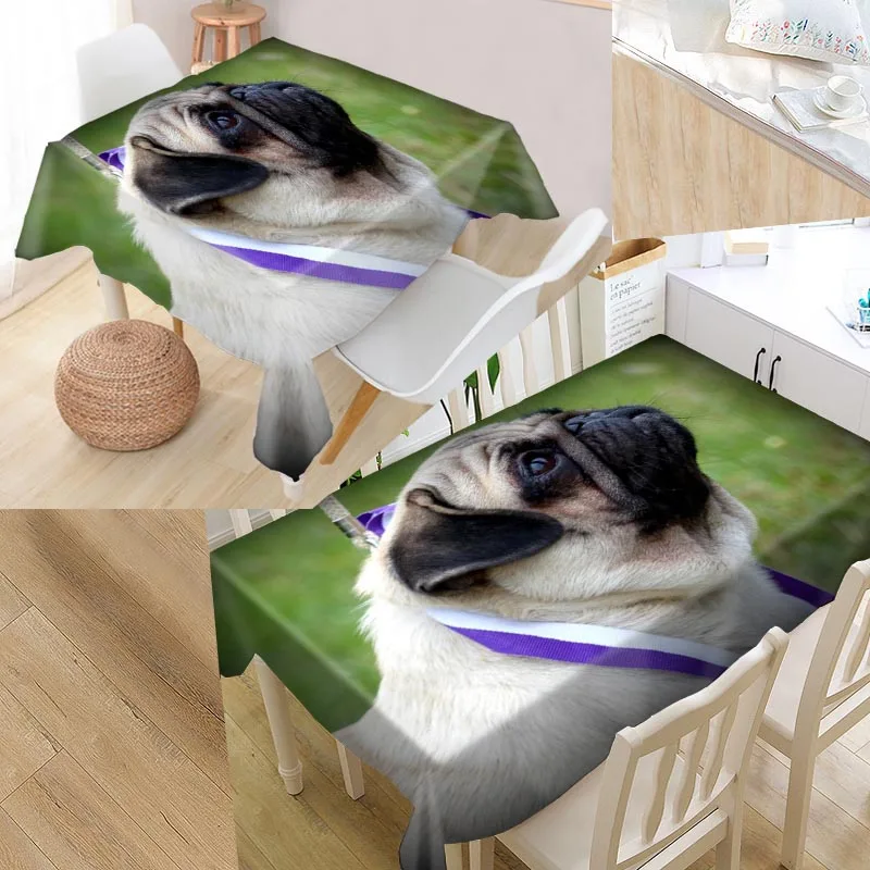 

Pug Dog Animals Custom Table Cloth Oxford Fabric Rectangular Waterproof Oilproof Table Cover Family Party Tablecloth