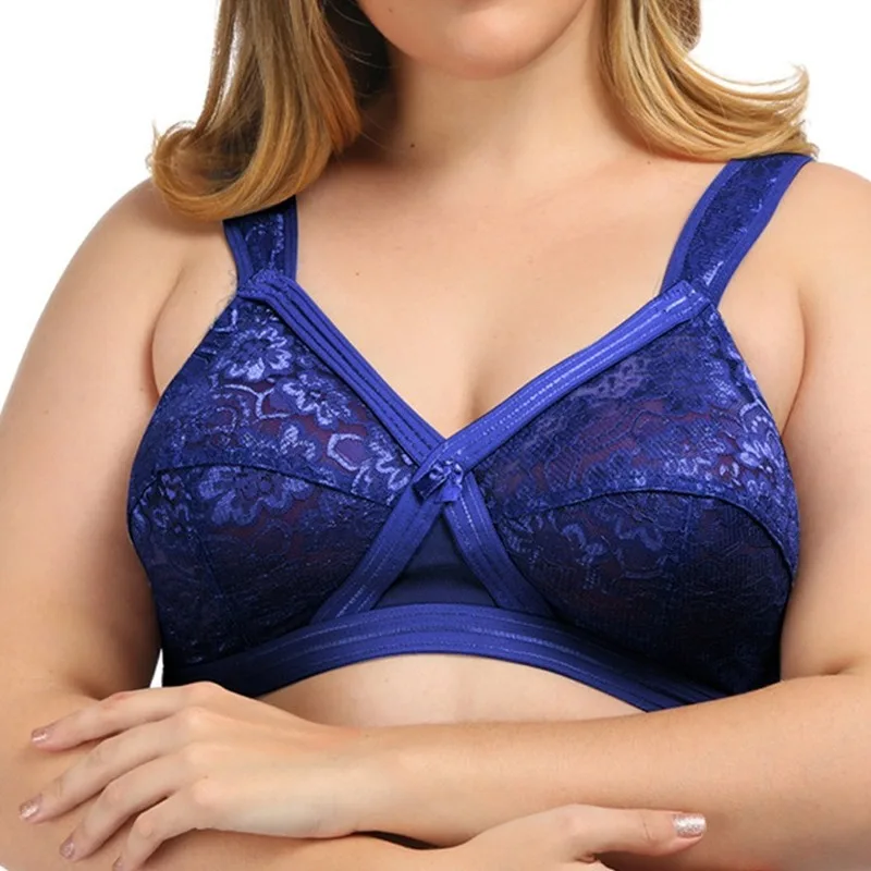 Удобный женский бюстгальтер бесшовный кружевной с застежкой сзади нижнее белье