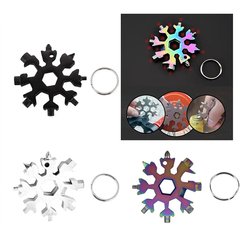 

18 In 1 Snowflake Snow Tool Spanner Hex Multifunction Camping Outdoor Survive Tools Bottle Opener Screwdriver