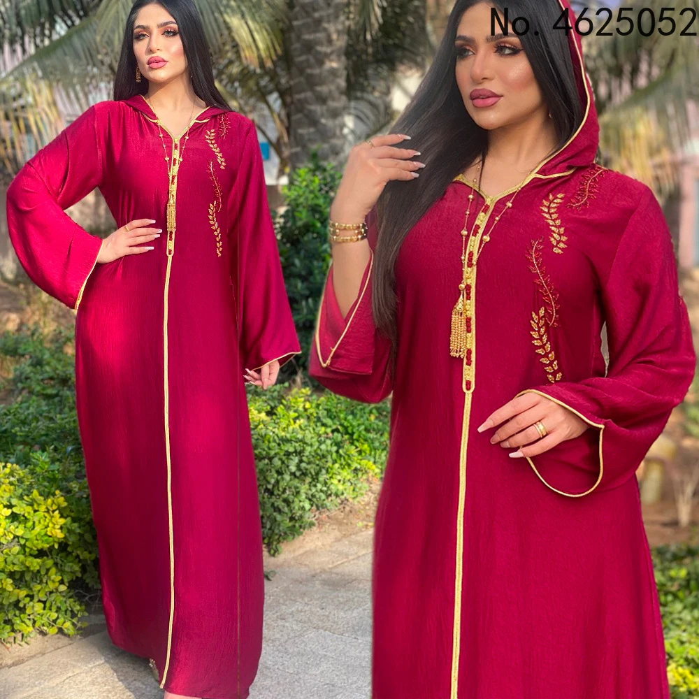 Длинное женское платье Djellaba красная Abaya скромное в арабском стиле мусульманском