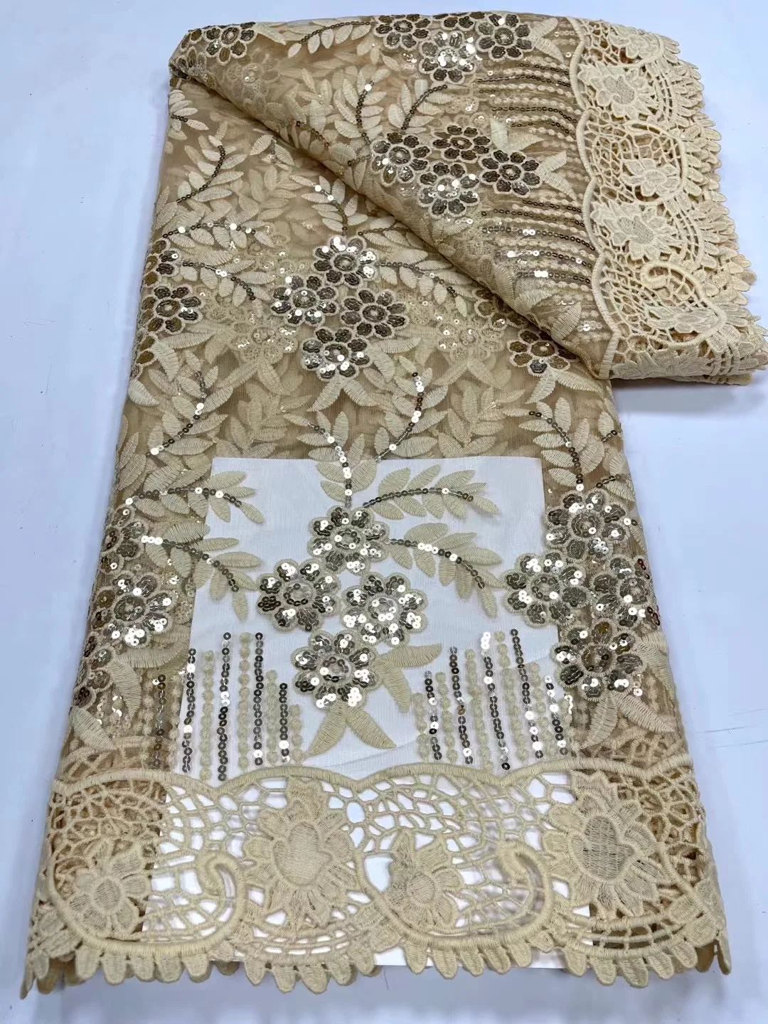 

2021 French Lace Fabric Sequin Latest African Sequin Lace Fabric Swiss Voile Lace Fabric For Bride Wedding Lace Fabric KSY21145