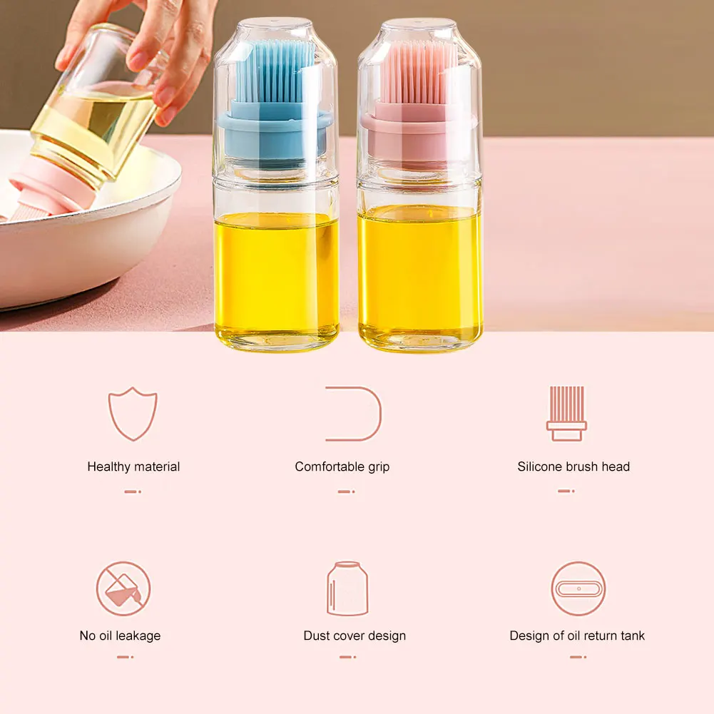 

Tool Oil Bottle Baking Portable Vinegar BBQ With Silicone Basting Brush Olive Pastry Barbecue Kitchen Salad Pancake Home