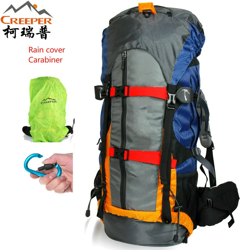 Kopen Creeper Hot Koop Mannen Outdoor Klimmen Rugzakken Waterdichte Nylon Reizen Sport Bergbeklimmen Zak Rits Wandelen Backpacker60 + 5L
