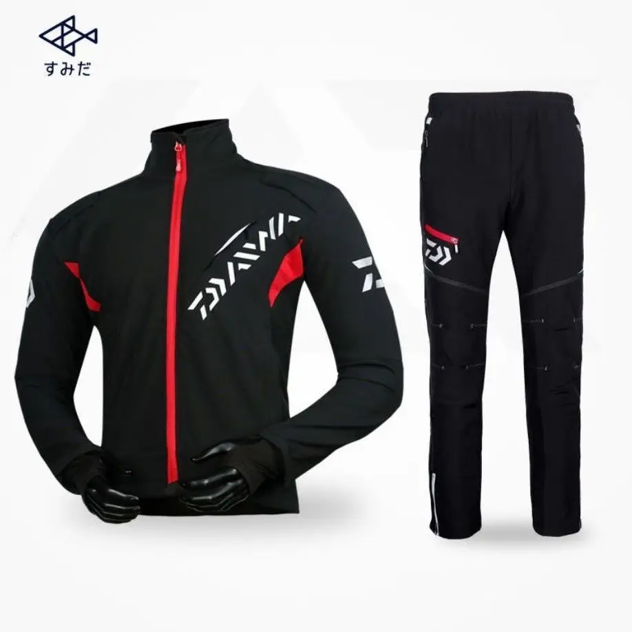 

2021 New Autumn Winter Daiwa Fishing Clothing Waterproof Breathable Fleece Warm Fishing Jacket Pants Winter Fishing Clothes Set