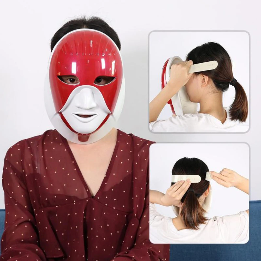 Facial Rejuvenation Beauty Device Rechargeable 7 Colors Led Mask Lifting Anti Acne Neck Wrinkle LED Photon Therapy | Красота и