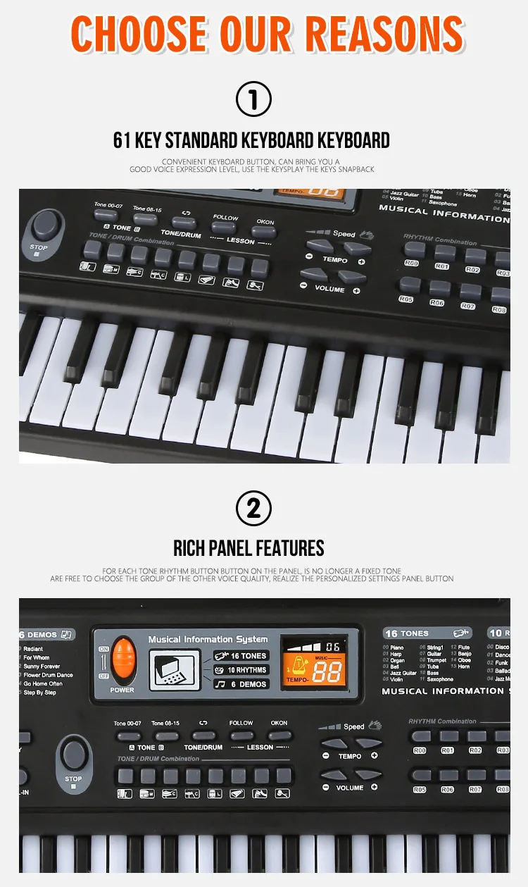 Детская игрушка для фортепиано 61Key с микрофоном симуляция электрическая