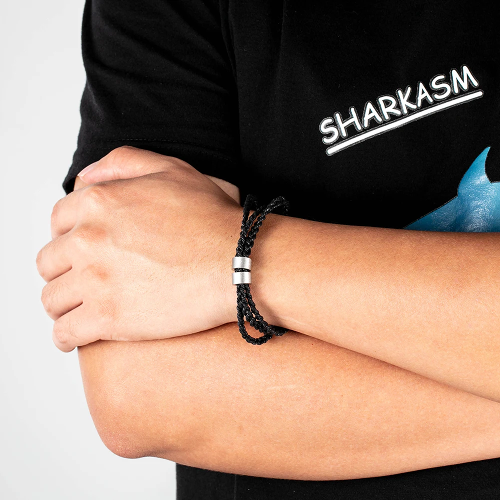 Индивидуальный Плетеный веревочный браслет для мужчин из нержавеющей стали с